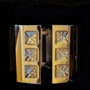 Victoria's Secret Cuff  Bracelet w/Hinge BNIB Gold tone w/ inlaid clear stones